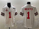 Men's Ohio State Buckeyes #1 Buckeyes White 2025 CFP Final With National Champions Patch F.U.S.E. Vapor Limited Stitched Jersey,baseball caps,new era cap wholesale,wholesale hats